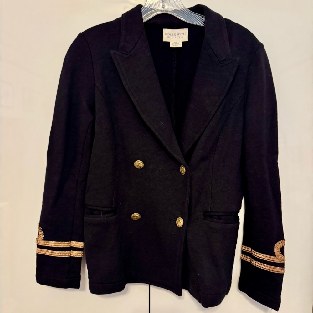 Navy Double-Breasted Jacket with Gold Accents
